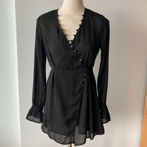 XS black sheer Gentle Fawn long sleeve blouse